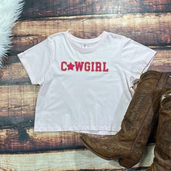 Tops - Pink Cowgirl Applique Tee Shirt